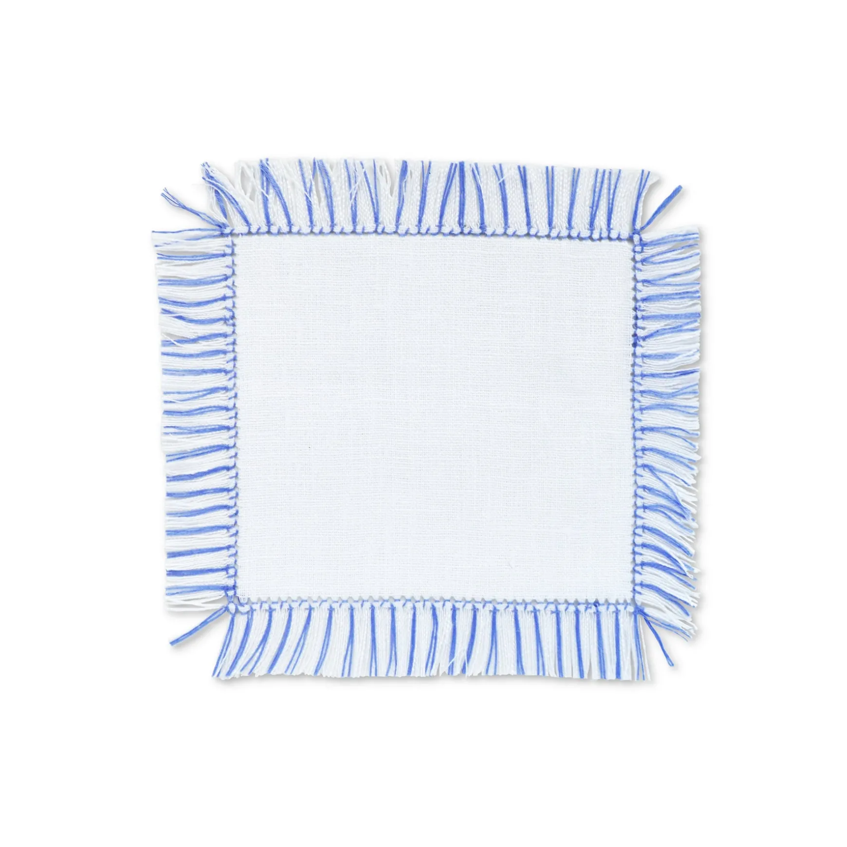 Blue & White Fringe Cocktail Napkins (4)