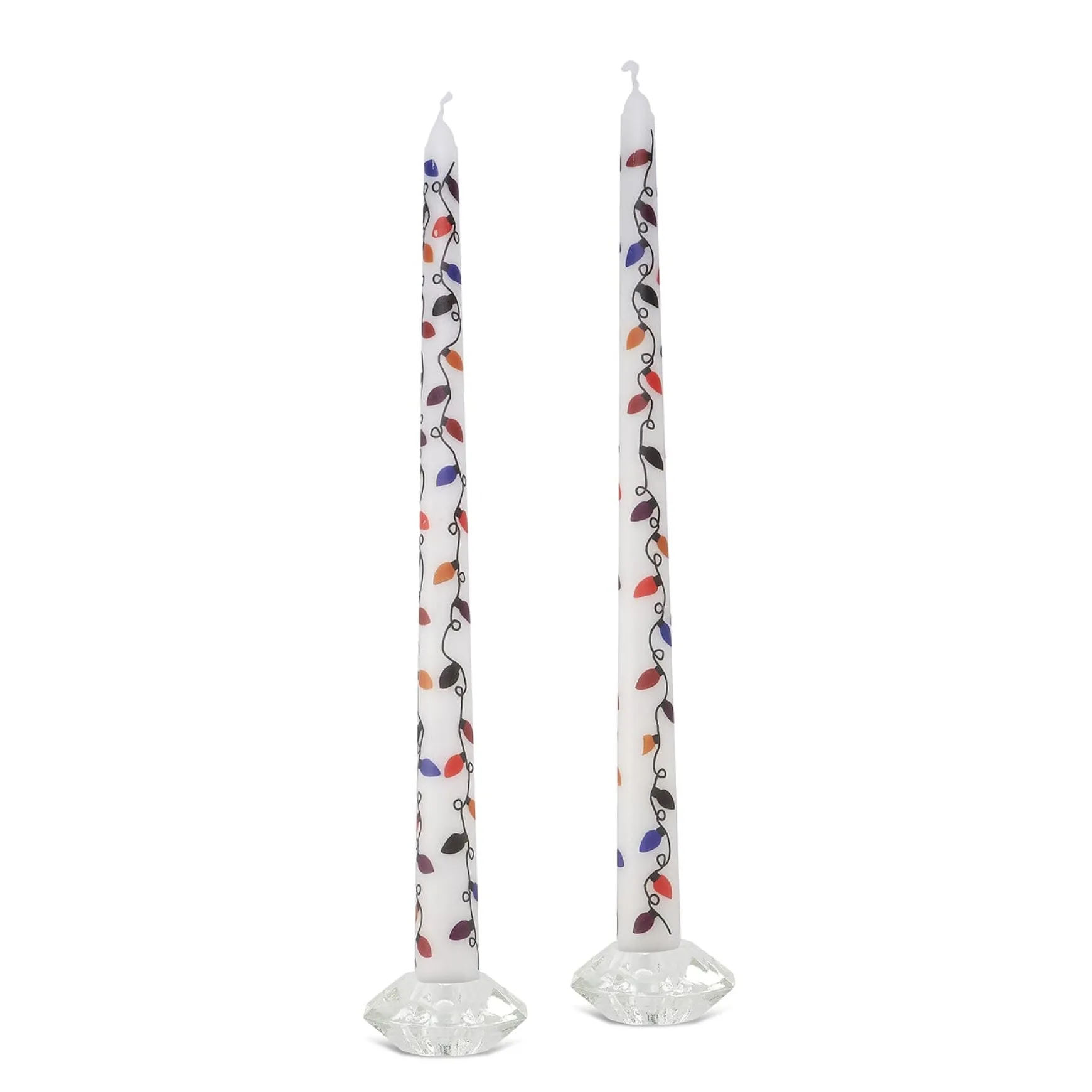Christmas Lights Painted Tapers