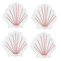 Coral Coquilles Cocktail Napkins (4)