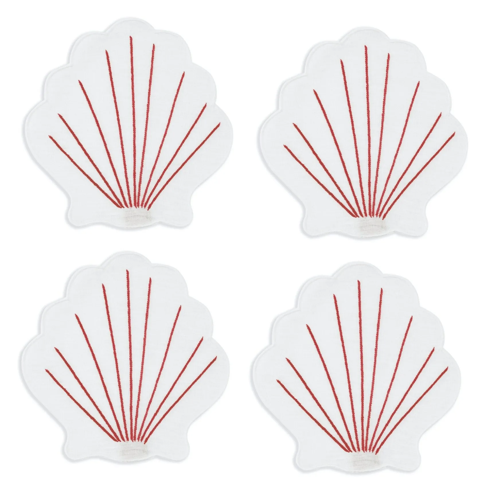 Coral Coquilles Cocktail Napkins (4)