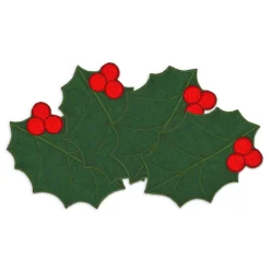 Green Holly Leaf Cocktail Napkins (4)