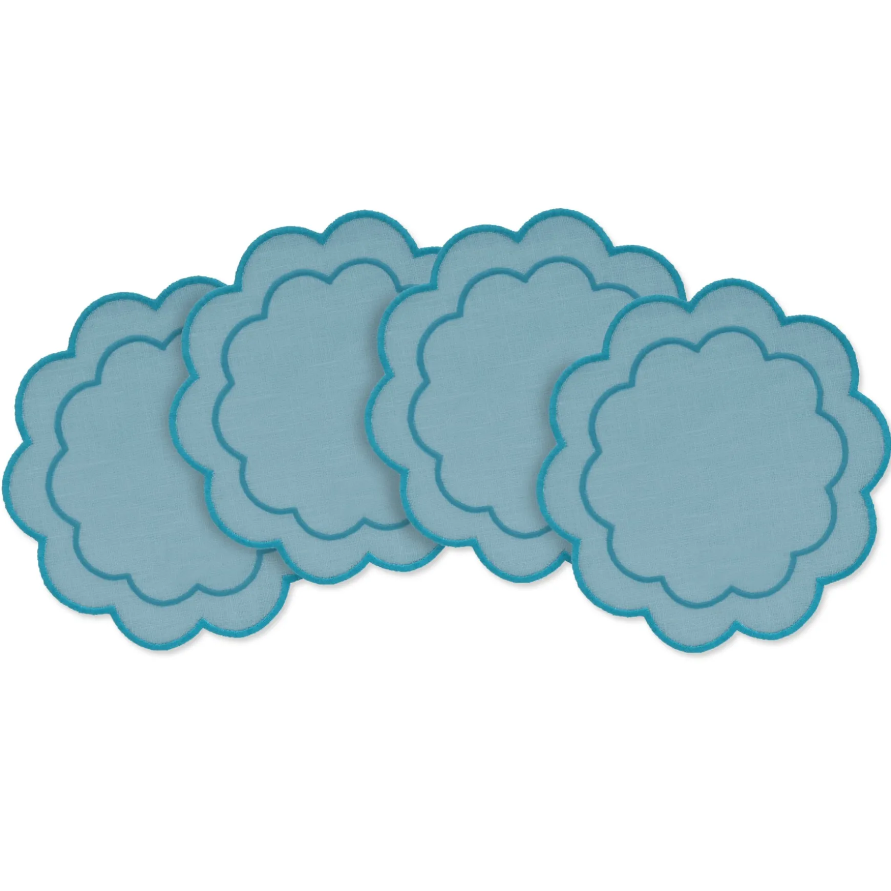 Sea Foam Scalloped Cocktail Napkins (4)
