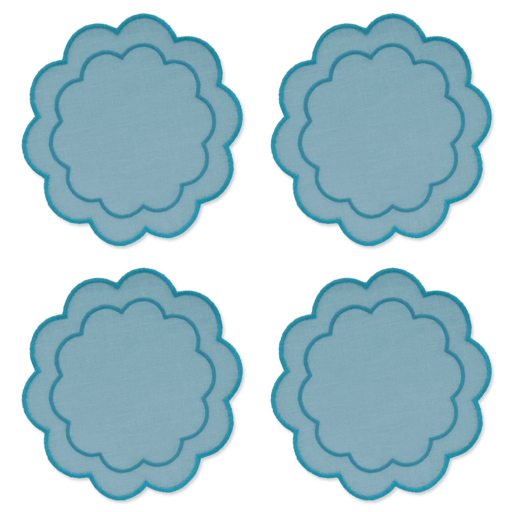 Sea Foam Scalloped Cocktail Napkins (4)