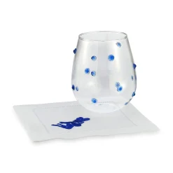 Stemless Blue Dot Glasses (4)